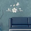 Home Decor Wall Clock Mirrors Living Room Bedroom TV Background Stickers Butterfly Flower 3D DIY Mirror Watch 46x70cm 2