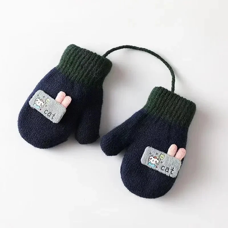 1-3 Years baby Winter Hand Gloves Thick Warmer Knitted Mittens Thicken Mittens for Kids Cute Cartoon Gloves Boys Girls baby gloves