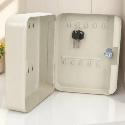 20 슬롯 벽걸이형 키 캐비닛 박스 잠금 홀더 정리함 보안 보관 케이스 연철 키 박스 가정용 브라운