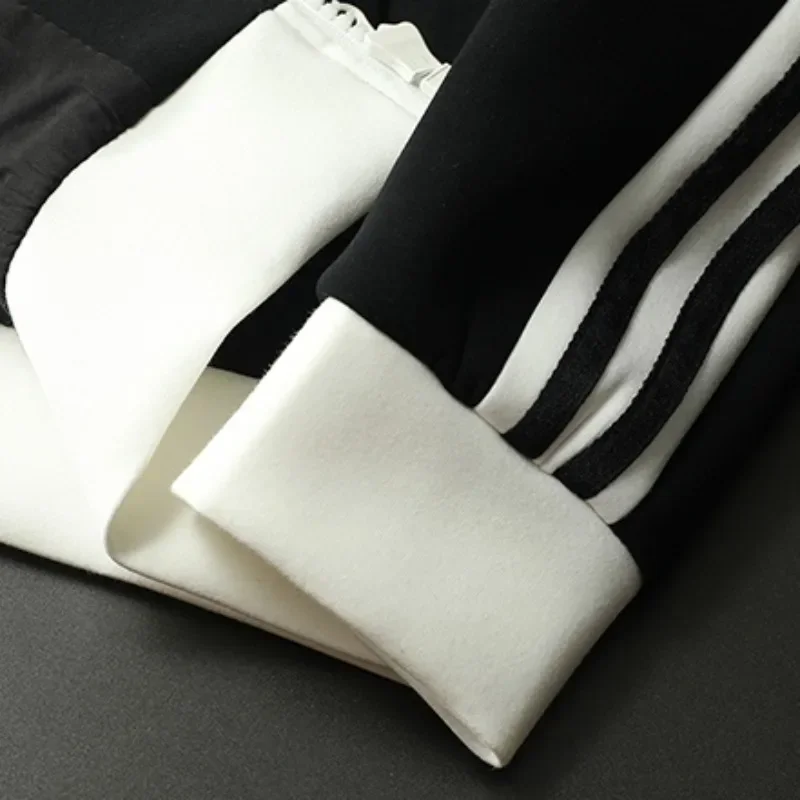 2024 Autumn Winter Men's Tracksuit Luxury Contrast Color Zipper Sports Casual Man Sets Fashion Elastic Waistband Male Pants 6
