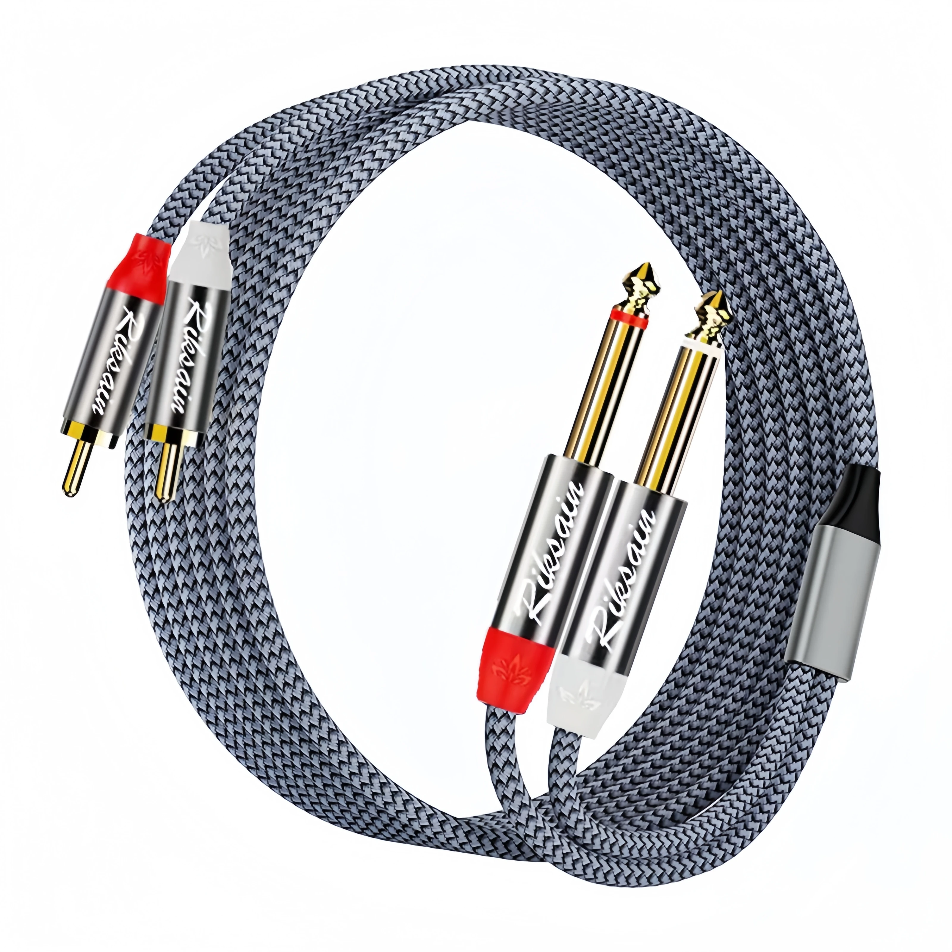 Premium Gold-Plated Stereo Audio Cable, 1/4 to Dual RCA