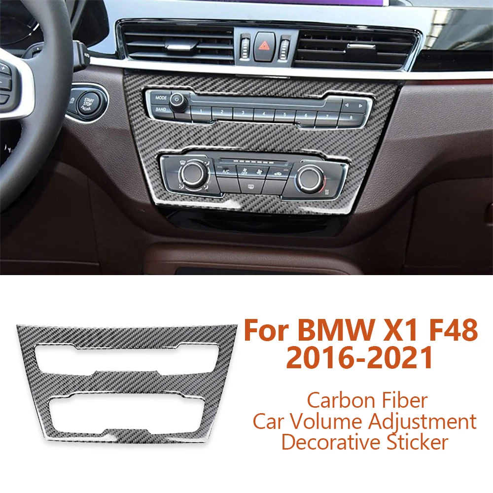 

For BMW X1 F48 2016-2021 Carbon Fiber Car Central Control Volume Adjustment Frame Decorative Stickers Interior Auto Accessories