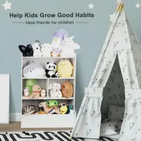 4-Tier Storage Bookcase, Kids Bookshelf, Large Wooden Open Book Shelf, Floor Standing Toy Organizer and Storage Cabinet 1