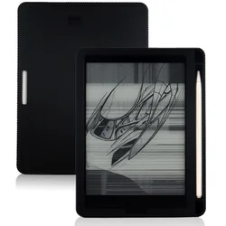 Premium Soft Silicone eBook Cover with Pencil Holder - 7.8 Slim Shockproof Protective Back Shell for Boox Nova 3 (Black)