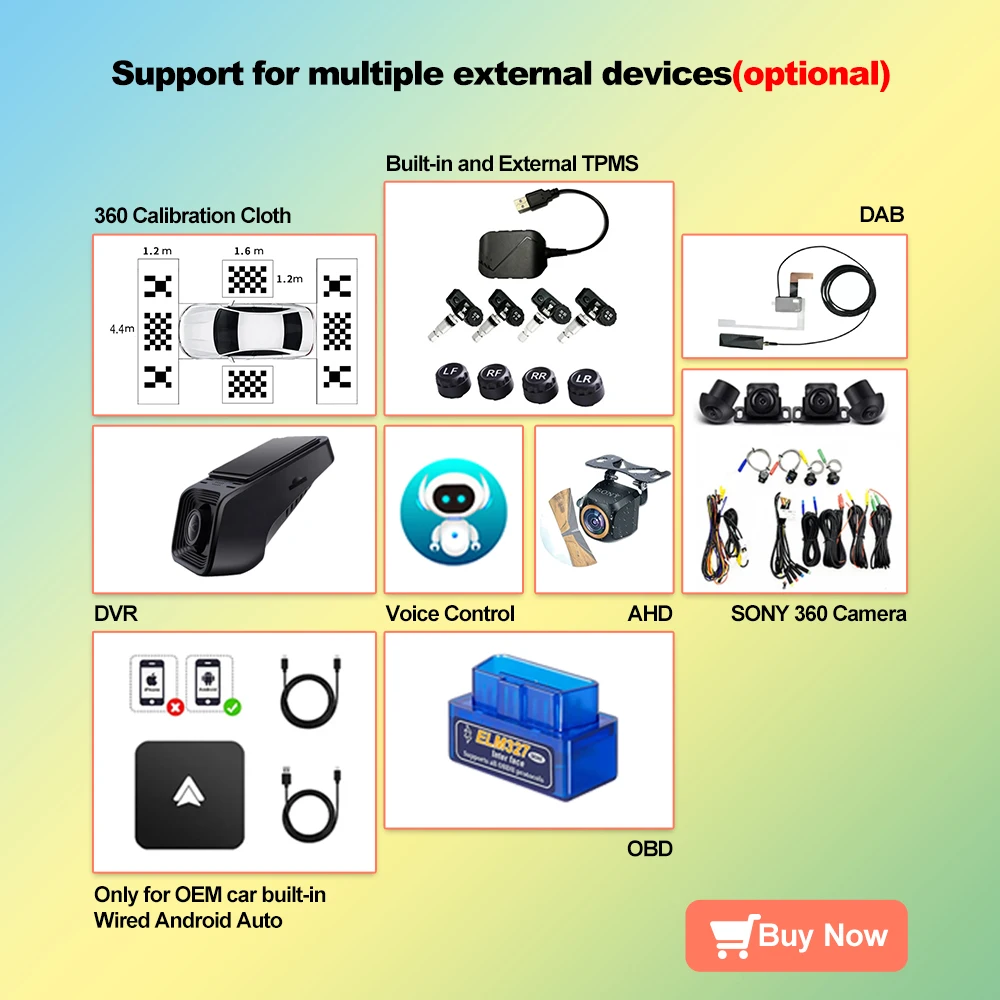Android 13 Per Dab + Dvr Tpms Carplay Obd Sony 360 Telecamere Per Autoradio Nettore Dvd Sistema Di Monitoraggio
