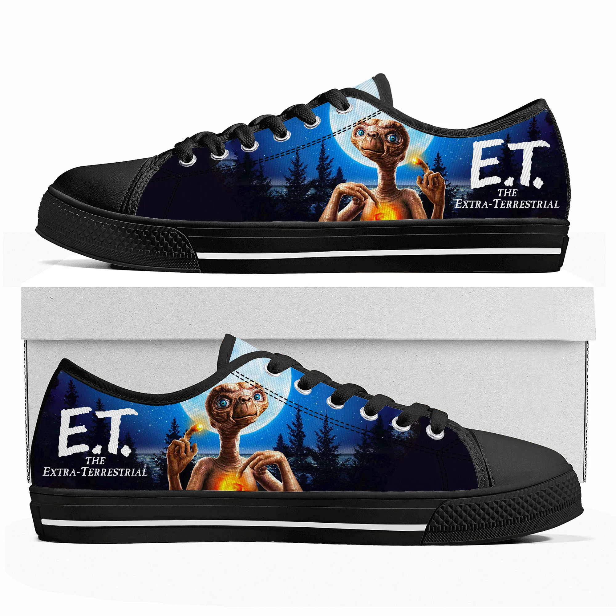

E.T. the Extra-Terrestrial Movie Low Top Sneakers Mens Womens Teenager Canvas Sneaker Casual Custom Made Shoes Customize Shoe
