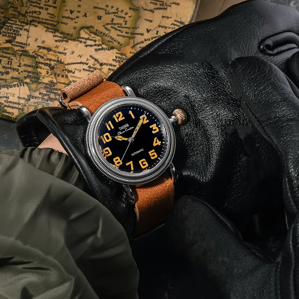 2025 THORN T014 Retro Pilot Watch PT5000 Movement Sapphire Crystal