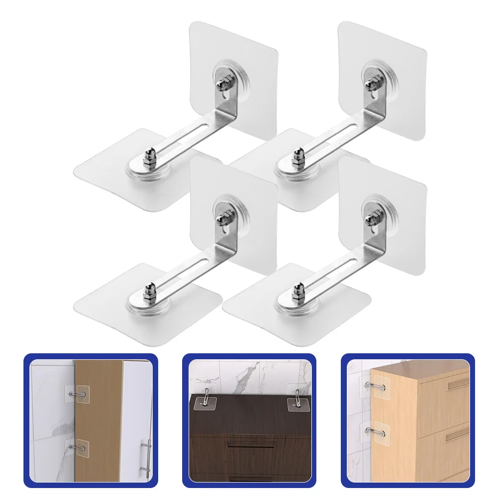 

4pcs Anti Tip Safety Furniture Anchors Punch Free Wall Anchors for Securing Cabinet Bookcase