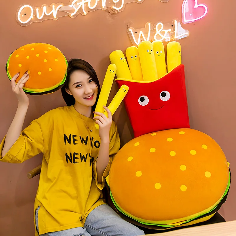 Plush Toys Food Plush Pillow Stuffed Pizza Hamburger French Fries etc