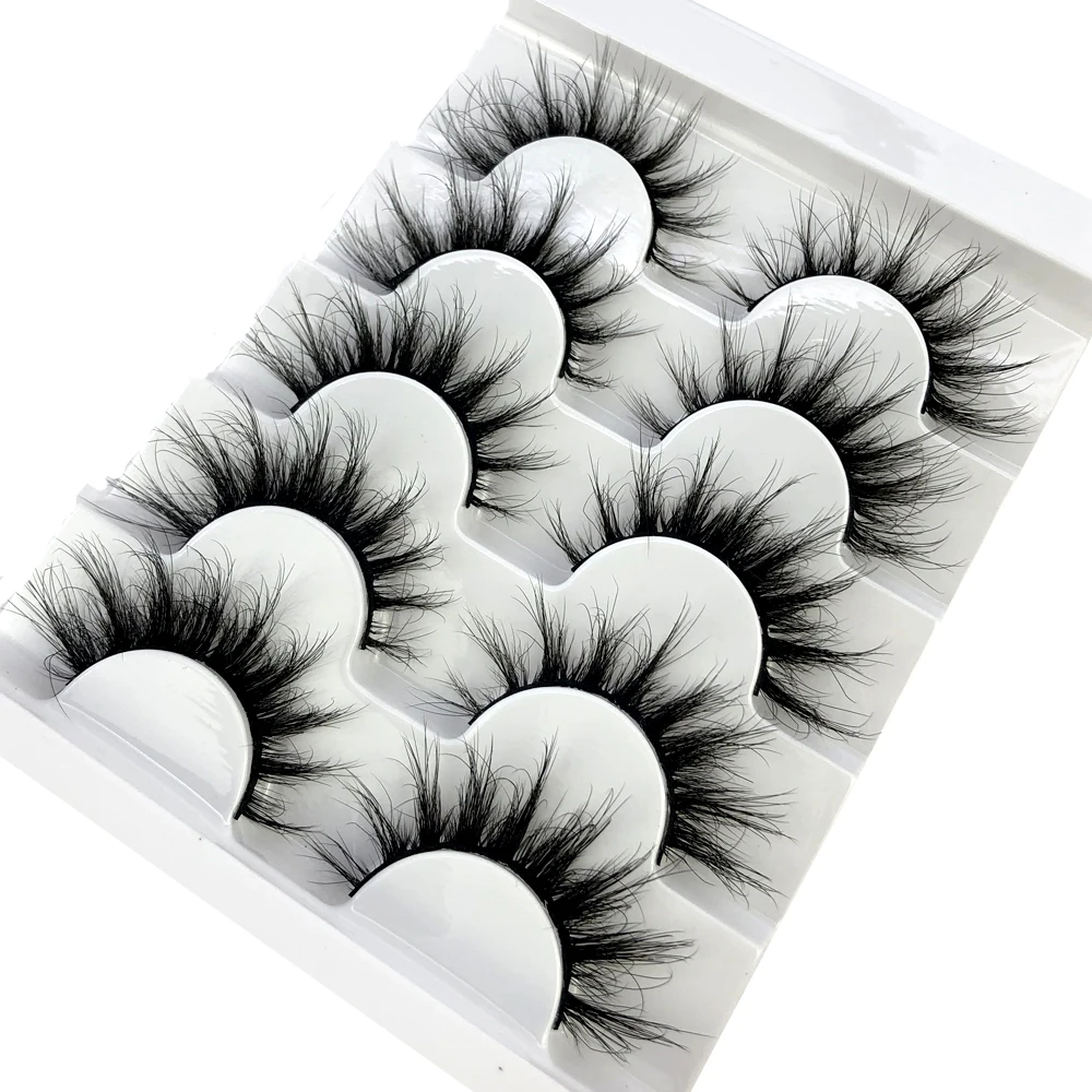 Description Picture 2 of item5 pairs of 3D mink fluffy dense crossed and dynamic natural eyelashes mink soft eyelash extension makeup set