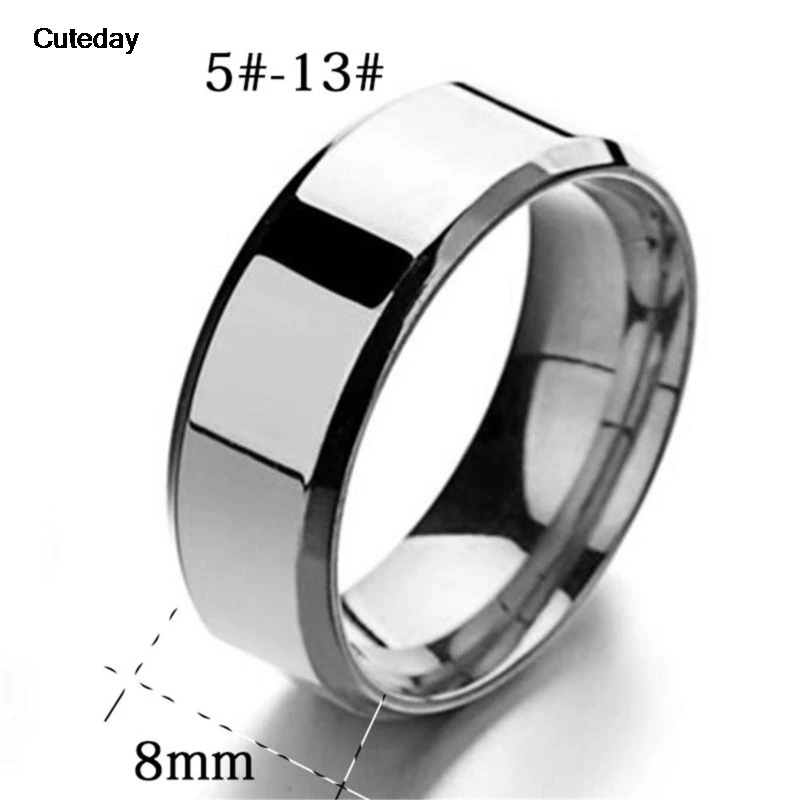 Men's Stainless Steel Band Rings - Black, Gold, Silver, US Sizes 6-13