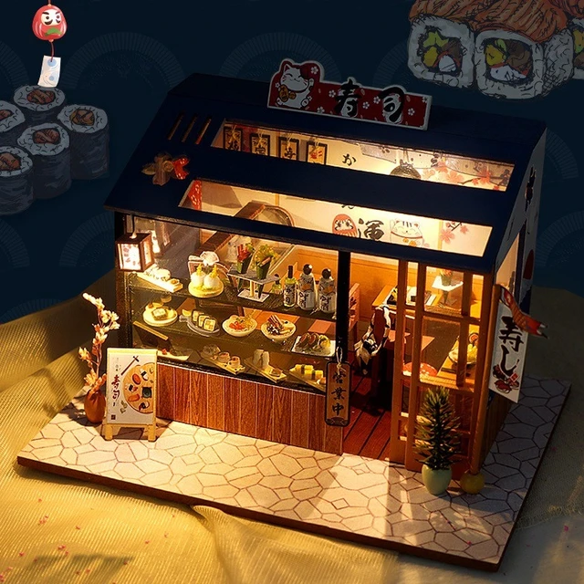 CUTEBEE DIY Dollhouse Kit Wooden Doll Houses Miniature Dollhouse Furniture Kit With LED Toys For Children Christmas Gift 4