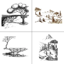 

DABOXIBO Mountains/Landscape Trees Clear Stamps Mold For DIY Scrapbooking Cards Making Decorate Crafts 2020 NEW Arrival