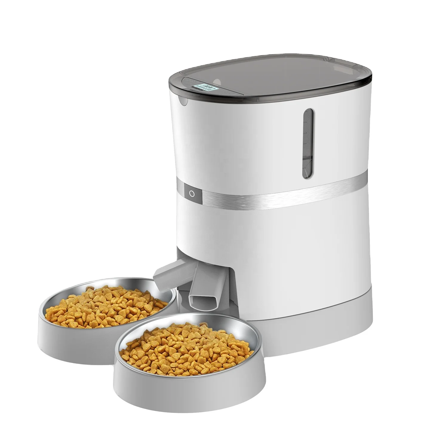

Amazon Hot Sale Pet Feeder Food Dispenser for with Two-Way Splitter and Double Bowls Automatic Dog Feeder