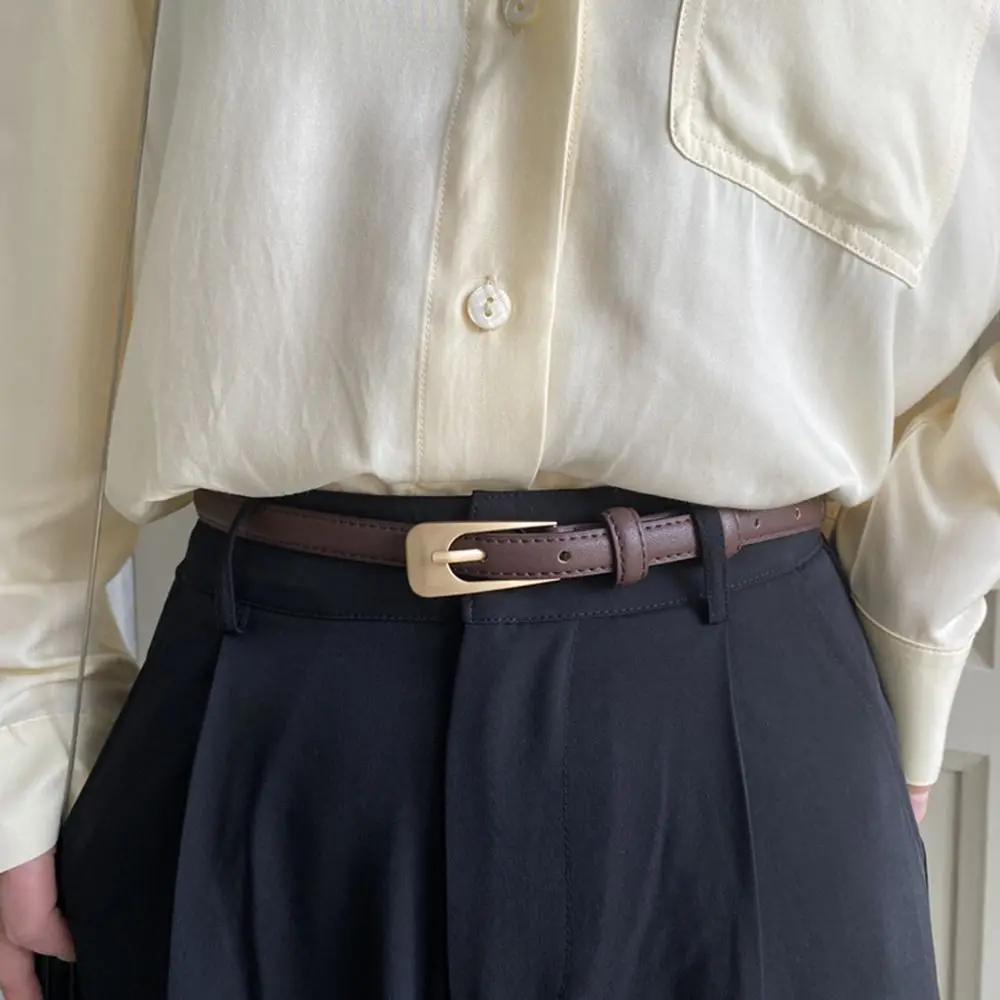 Women Leather Belt with Metal Buckle for Casual Trousers