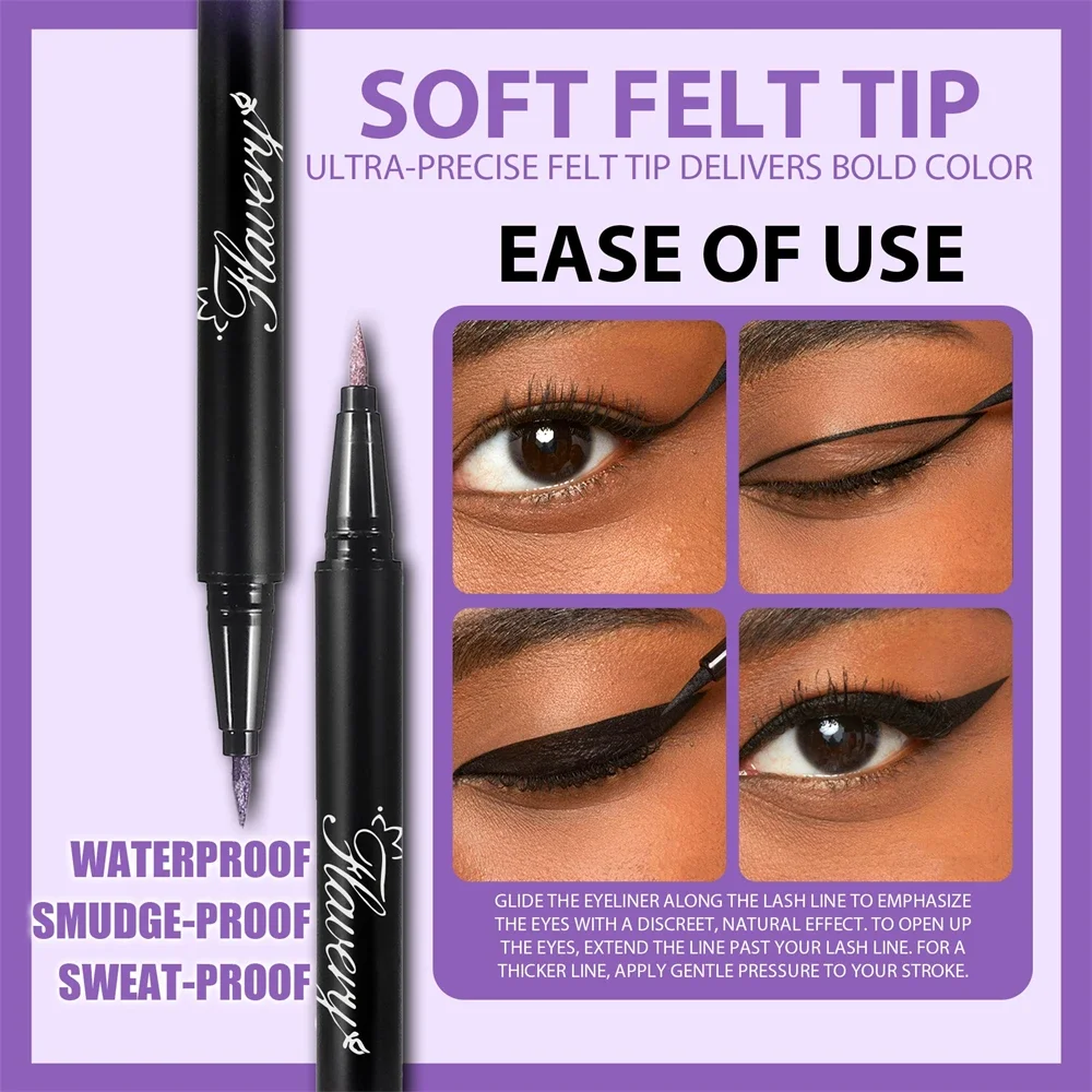 Perlmuttfarbener, rauchschwarzer, violetter Eyeliner-Stift mit Glitzer-Metallic-Schimmer, wasserfest, wischfest, perfekt für Rave-Partys_voghion.com
