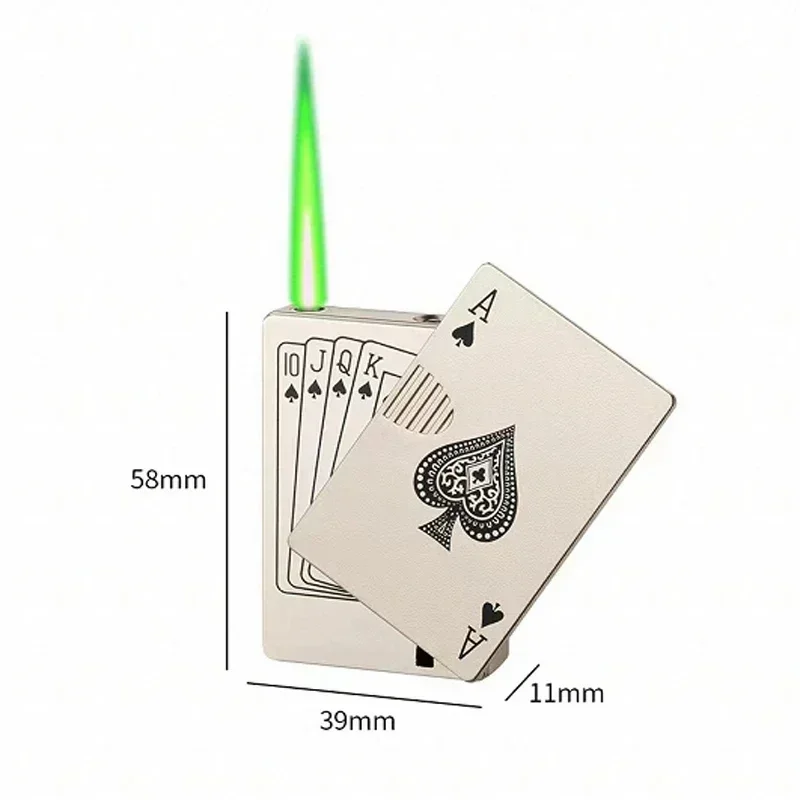Butane Gas Lighter Turbo Novelty Metal Playing Cards Jet Poker Creative Windproof Outdoor Lighter