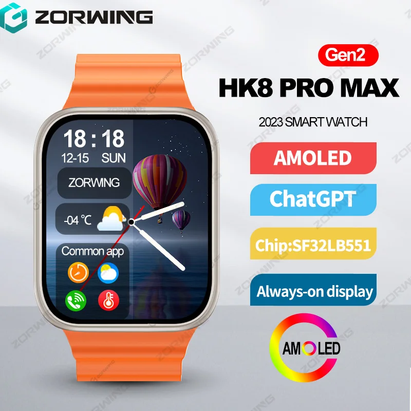 

Смарт-часы HK8 Pro Max Ultra Gen2, мужские Смарт-часы с AMOLED экраном, измерением кровяного давления, компасом, фитнес-часы для Android IOS 2024