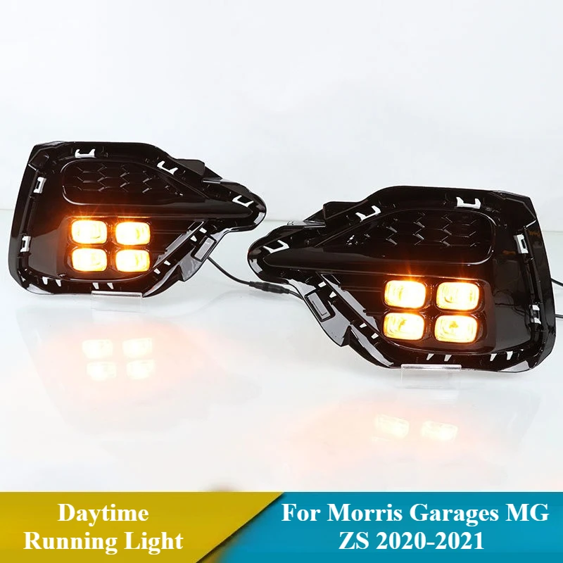 For Morris Garages MG ZS 2020-2021 Car Led Daytime Running Light DRL Yellow Dynamic Turn Signal Front Fog Lamp 12V Daylights detail image 4