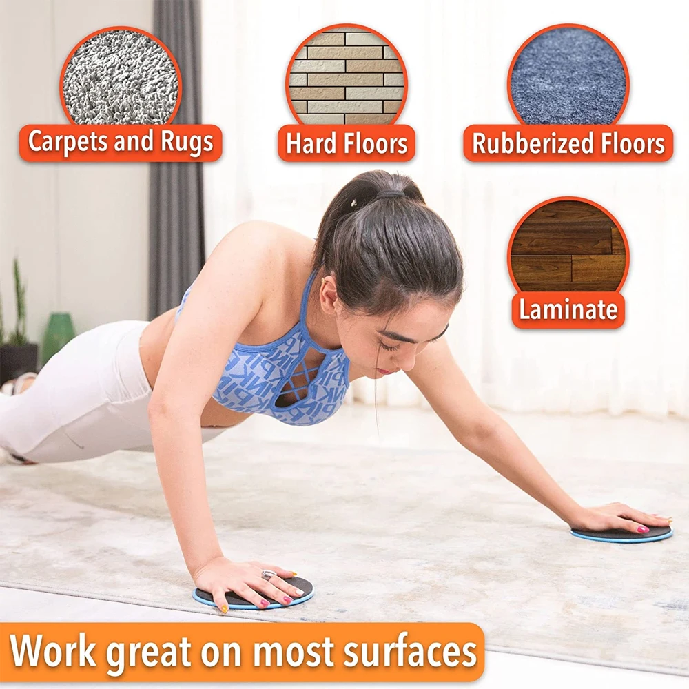 Core Sliders, Exercise Gliding Discs Dual Sided Use on Carpet and
