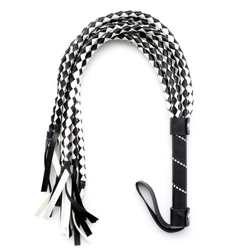 71CM High-Quality PU Leather Dreadlock Horse Whip With Handle Flogger Equestrian Whips Teaching Training Riding Whips equestrian whips real cowhide horse riding whip with leather handle training tool