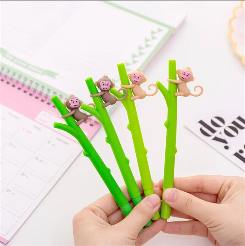 

40 шт./лот креативная гелевая ручка в виде обезьяны, милая 0,5 мм ручка с черными чернилами для подписей, принадлежности для школы и офиса, рекламный подарок
