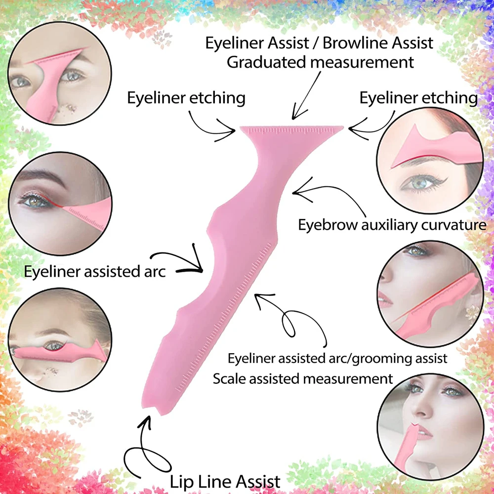 Eyeliner Stencil Tool Makeup Tools 1pc Reusable Silicone Winged Tip Eyeliner Aid Eyebrow Pencil Stencil 5 in1