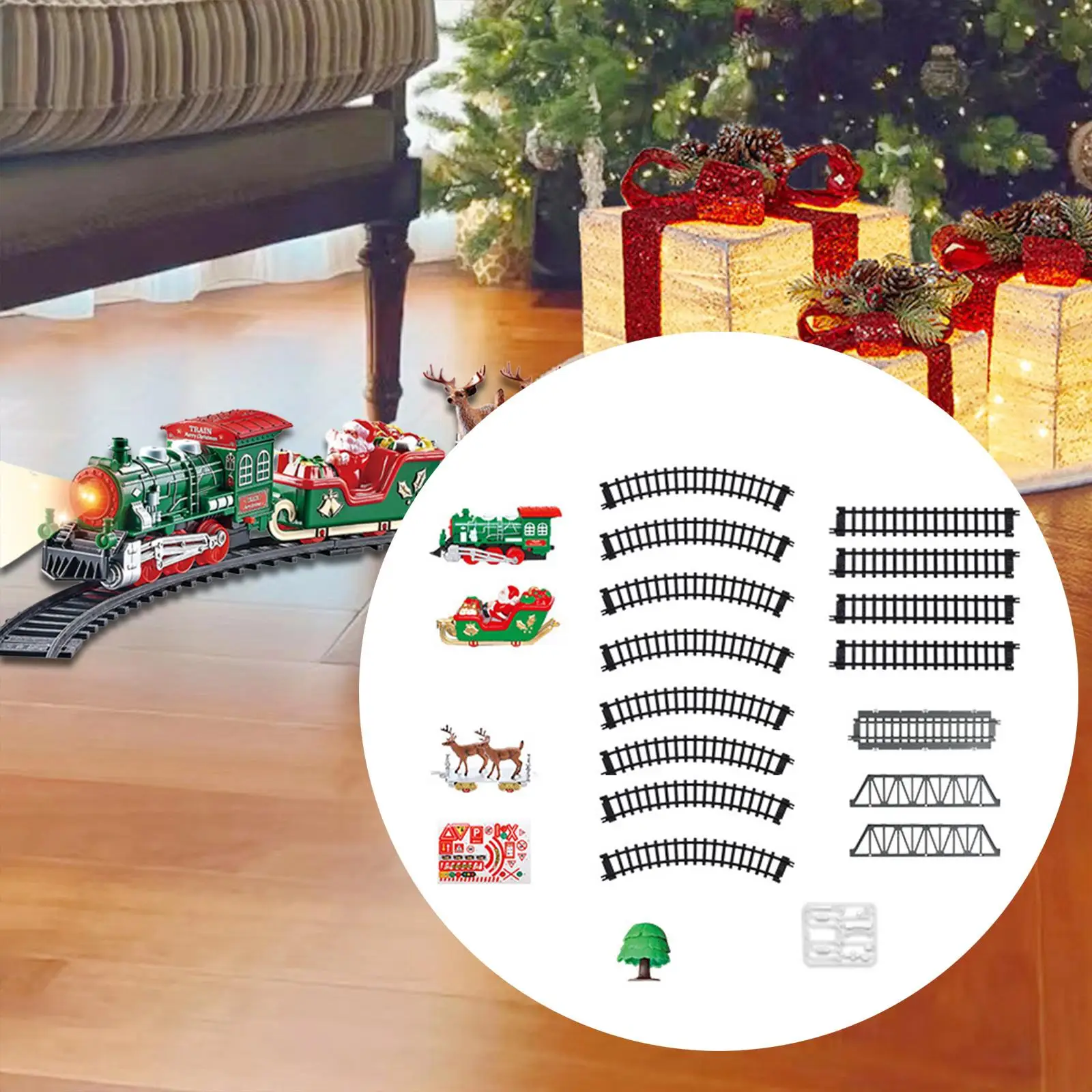Christmas Train Sets,Christmas Gift with Light and Sound,DIY Electric Toy Train