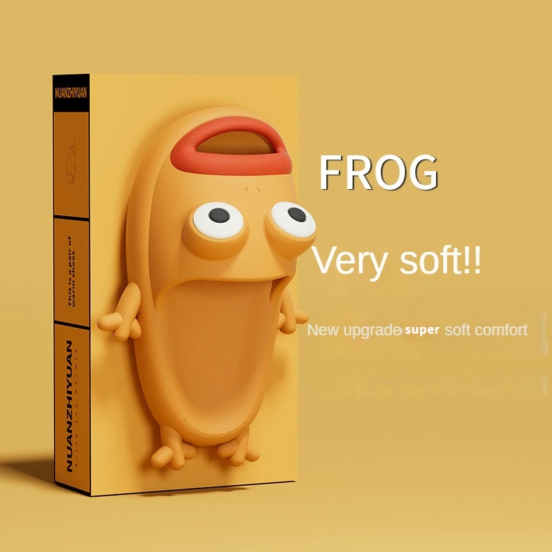 Creative Frog Flip Flops Couple Beach Slipper Bath Shoes Non-Slip Frog Ultra Comfort  Fish Summer Funny Slides Cloud Sandals