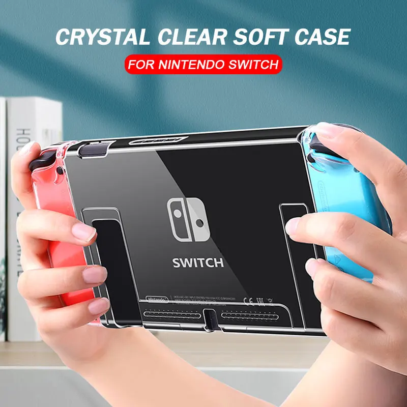 Capa Transparente de Cristal para Nintendo Switch Console de Jogos Oled ns Joycon Controller Shell Capa Protetora Tpu Macia Acessórios