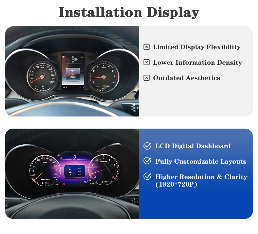 AUTOTOP 12,3" verbesserter Auto-LCD-Tachometer für Mercedes Benz C GLC-Klasse W205 X253 W446 2016-2019 NTG 5.0, HD-Digital-Armaturenbrett – Detail 7