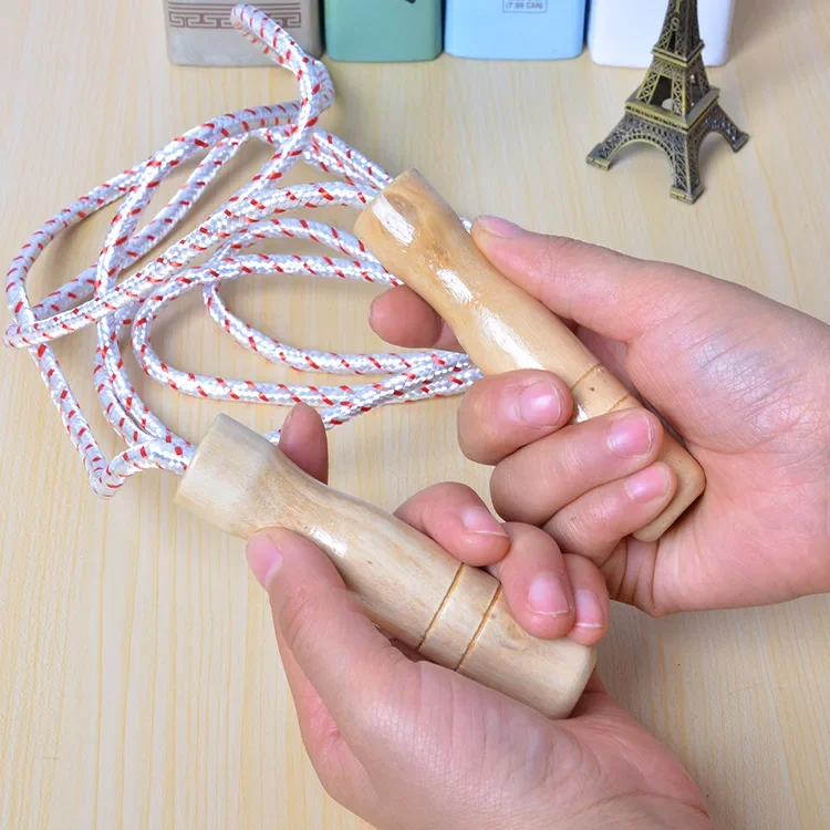 Adult Competition Grade Wooden Handle Jump Rope Cotton Cable Exercise Fitness Jump Rope For Children Sports jump rope