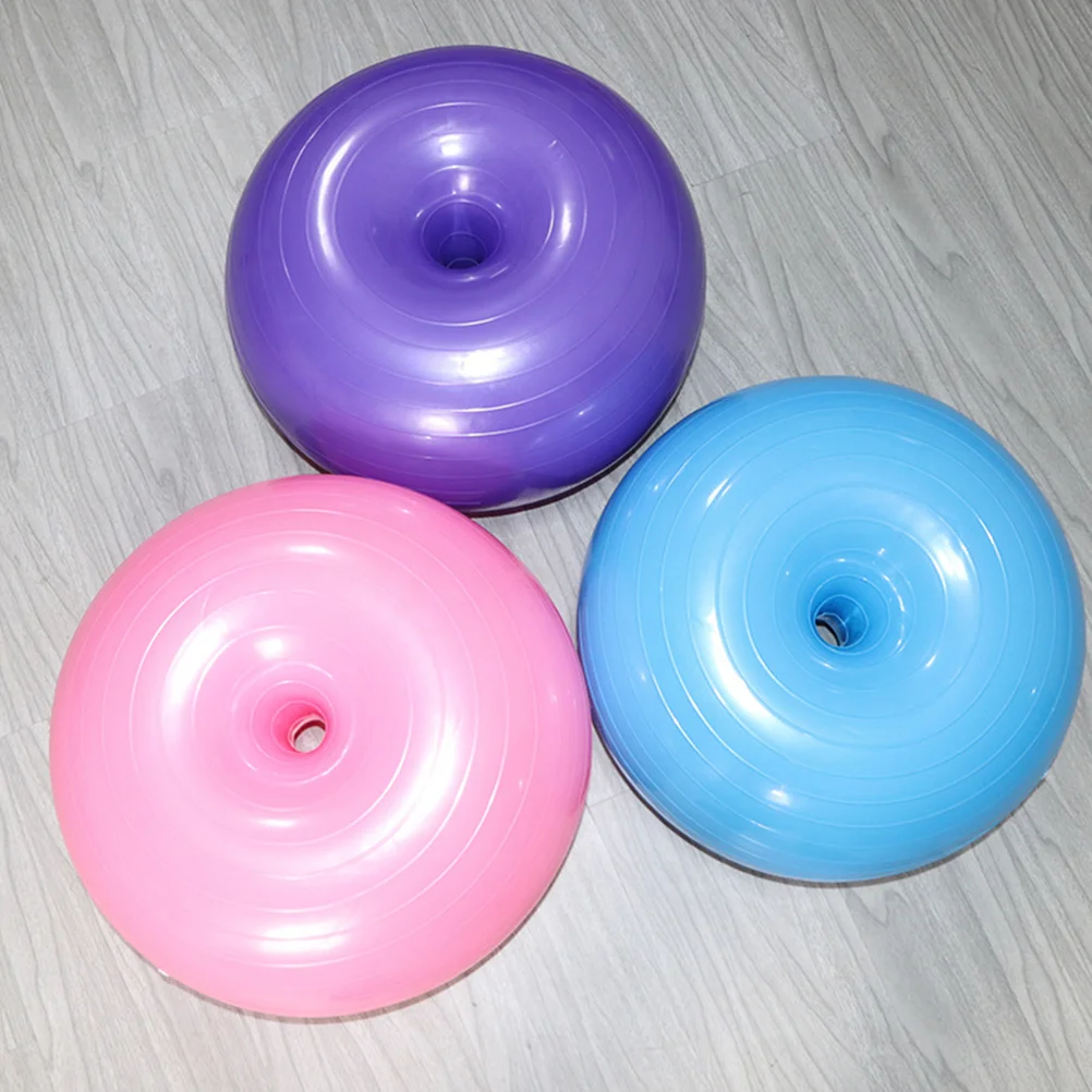 Yoga Auxiliary Ball Donuts Shaped Fitness Ball Explosion-proof Exercise Balance for Home Inside with Air Pump (Light B