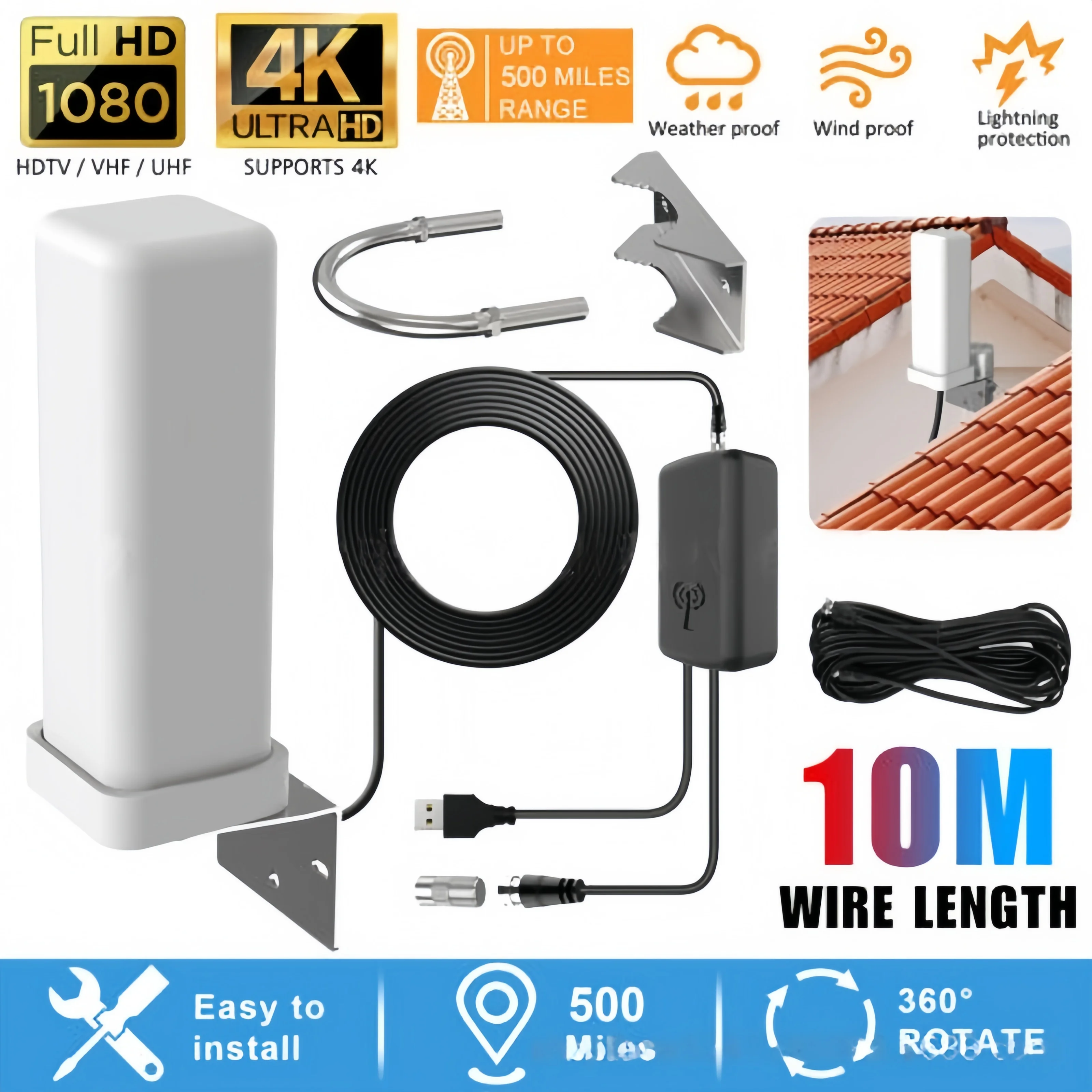 Outdoor digital TV antenna 35dBi amplifier antenna TV HDTV channel