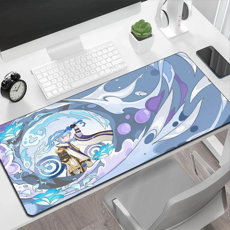 Genshin wpływ duża podkładka pod mysz Gamer podkładka pod mysz Anime коврикк Для Мыши Deskmat mata gumowa Laptop do gier maumepad akcesoria Pc Xxl