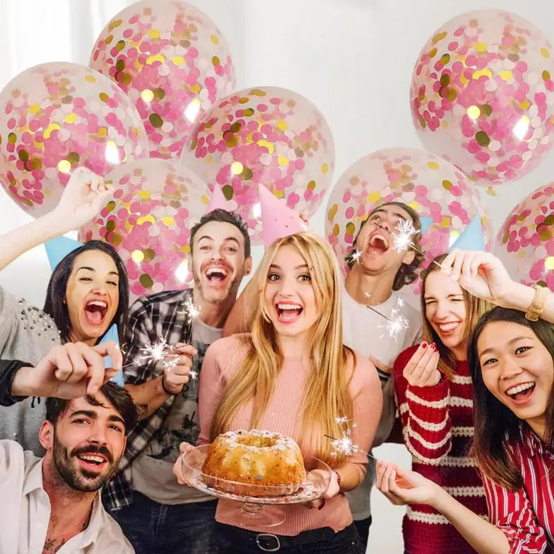 Balloons With Golden Paper Latex Party Balloon 100Pieces 12Inches Confetti Balloons Transparent Multicolor Sequin Balloon