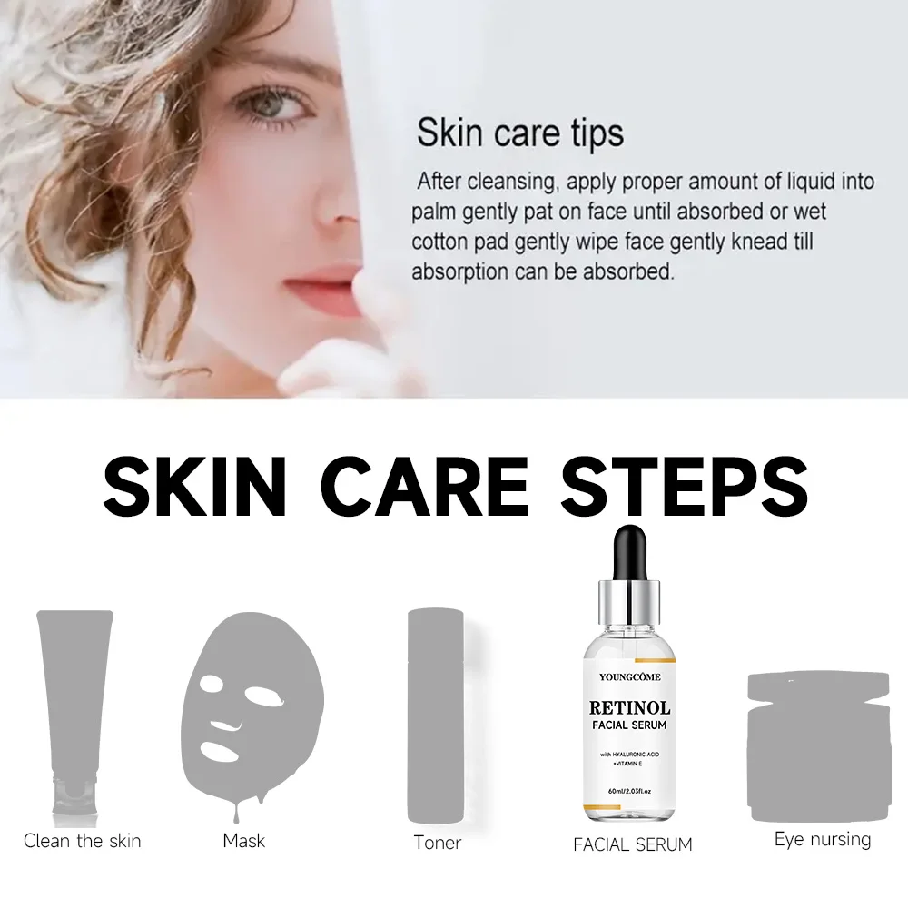 YOUNGCOME RETINOL FACIAL SERUM Vitamin CHyaluronic Acid Retinol Serum for Face Firms Tightens Serum Brightening Hydrating Face 3