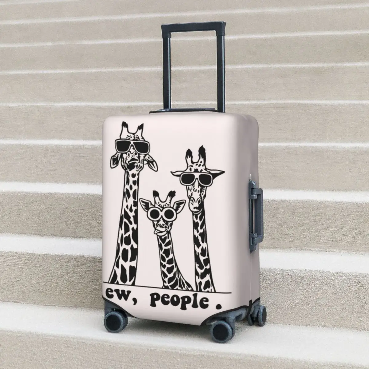 Cute Giraffe Family Printed Suitcase Cover Wildlife Fashion Travel Protection Flight Useful Luggage Supplies