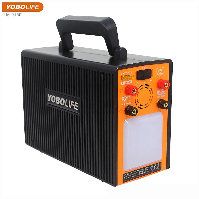 Yobolife 220V 150W Output and 12V Solar Light with 60W Solar Panel 4 LED bulbs