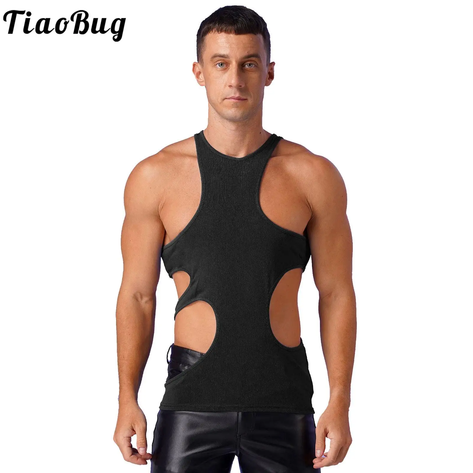 

Mens Summer Gym Shirt Hollow Out Tank Tops Streetwear Sleeveless Round T-Shirt Vest Top Workout Fitness Singlets Sport Clothing