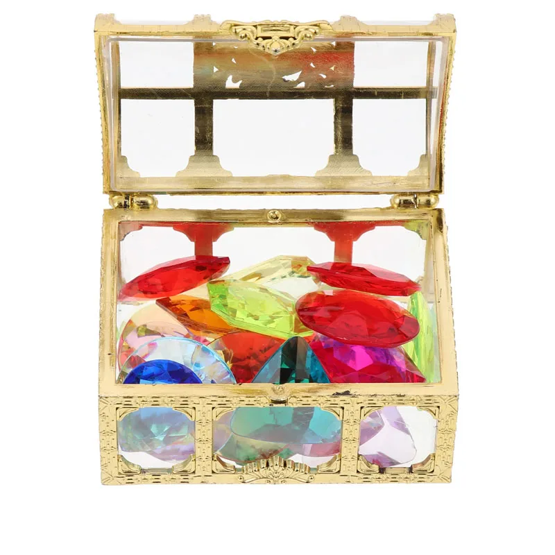Novelty Pirate Treasure Chest Box For Kids Diamond Gems Stones