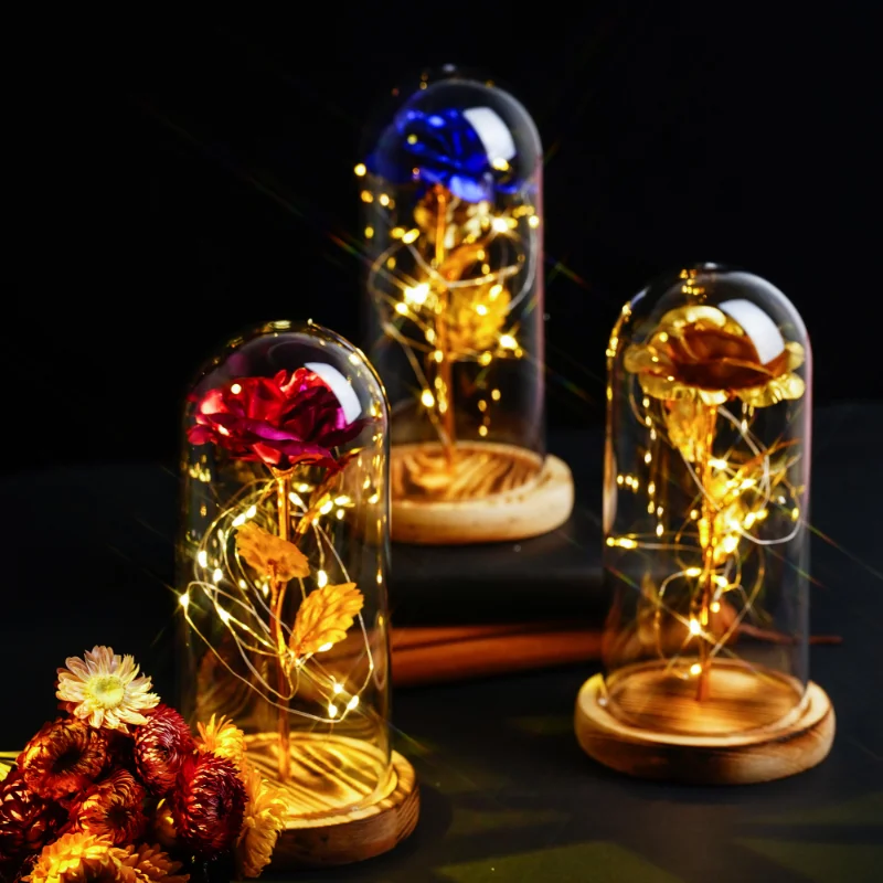 Led Galaxy Rose Eternal 24K Gold Foil Flower Con String Lights Regalo Di Fiori Artificiali Regalo Di San Valentino Per La Ragazza Della Madre