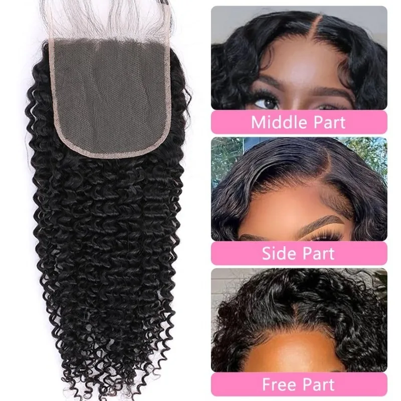 Kinky Curly 5x5 Lace Closure Human Hair For Black Women Brazilian Virgin Hair Transparent Lace Closure Pre-Plucked Hairline