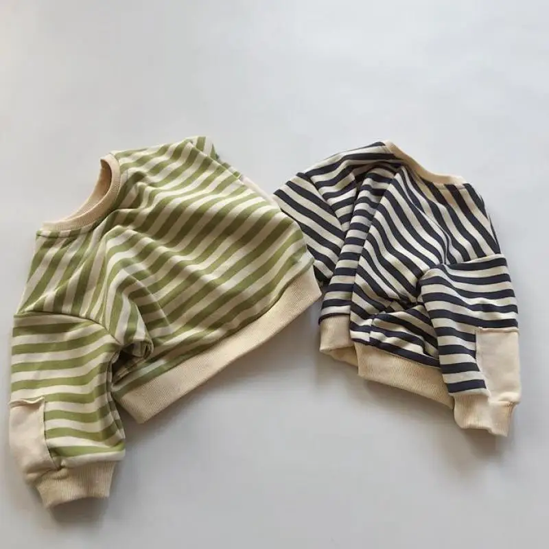 Children Fashion Striped Pullover Sweatshirts Girl Cool Bat Shirt Baby Girl Comfortable Soft Cotton Long Sleeves Tops girl sweatshirt kids sweatshirt