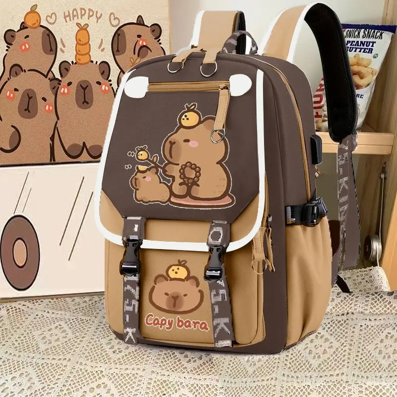 Capybara Computer Backpack College School Casual Daypack Teens Bag Large Capacity Adjustable Strap Schoolbag 5