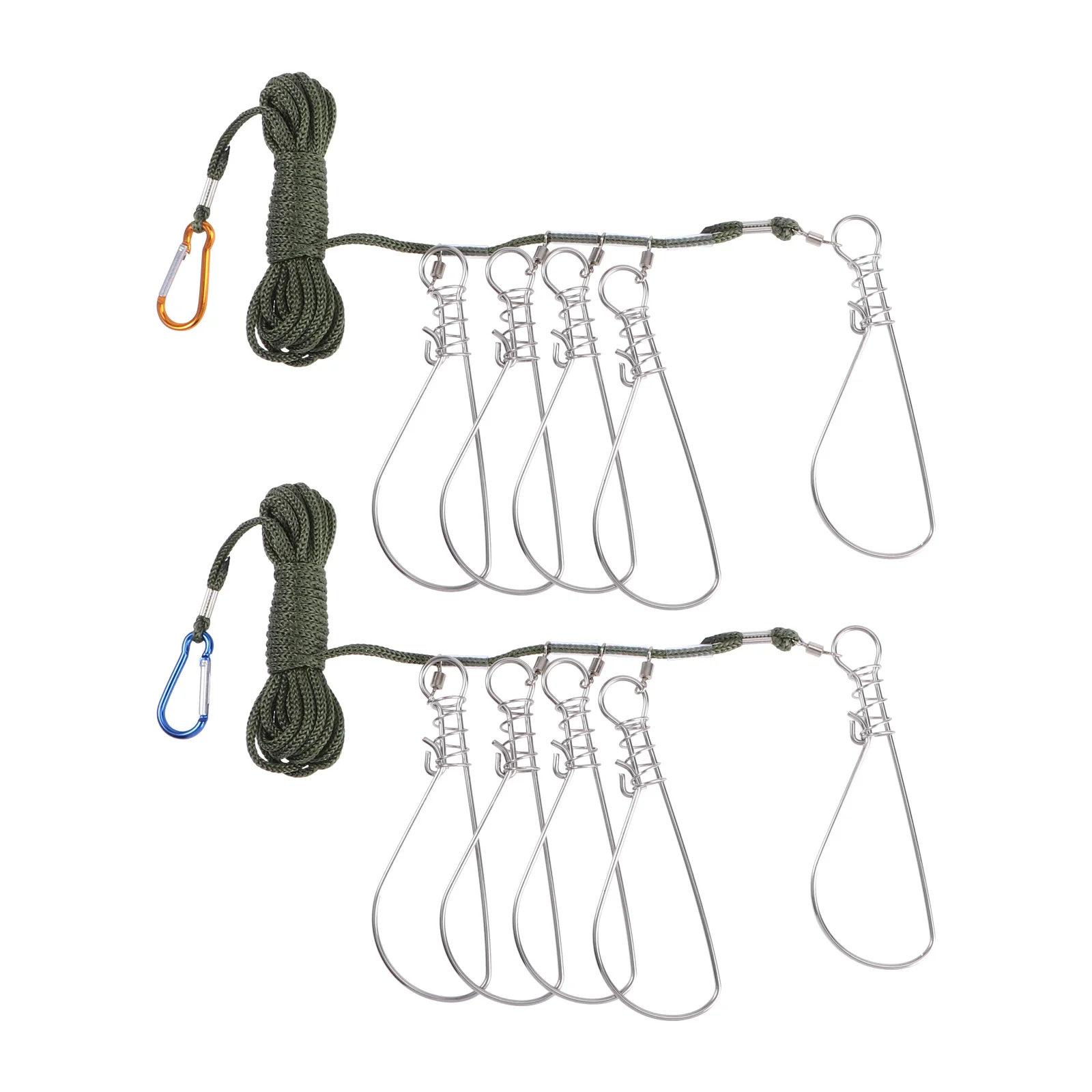 

Fishing Clip, 2 Sets with 5 Stainless Steel Snaps- Lock/ Holder for Kayak Hiking Outdoor Fishing