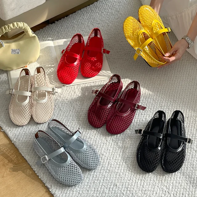 Mesh Round-Toe Flats – Breathable Lightweight Summer Shoes