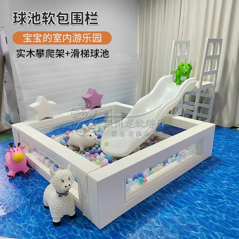 Double Slide White Ball Pit Hire Custom White Round Shape 10x10 Ft