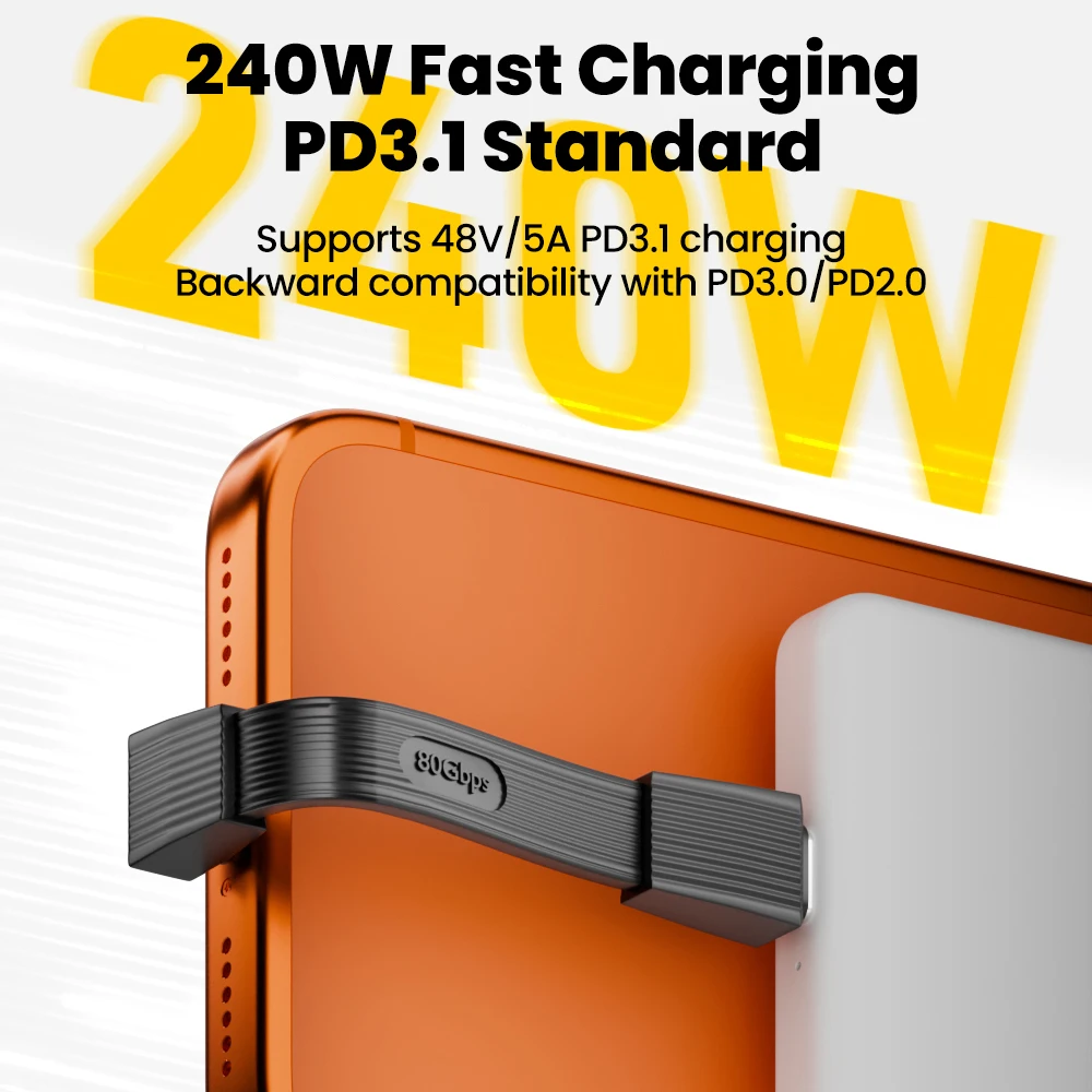 High-Speed USB C to USB C Cable - 80Gbps Data Transfer, 8K Video, 240W Power Delivery