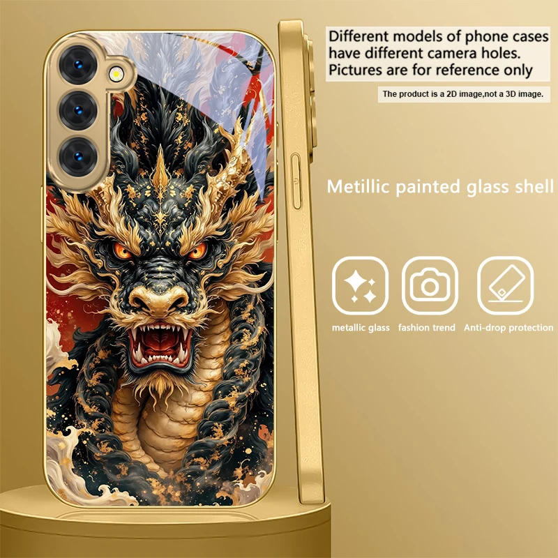 Majestic Golden Eastern Dragon Glass Phone Case